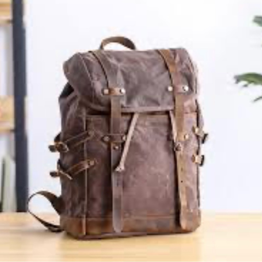 Canvas Leather Waterproof Army Backpack NEW NEW